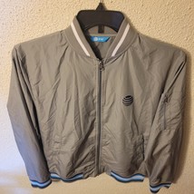AT &amp; T Windbreaker Jacket Baseball Collar Mens Sz Small Logo Shiny Gray ... - £13.65 GBP