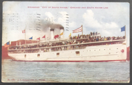 1909 SS City of South Haven Chicago &amp; South Haven Line Steamship Postcard - £9.61 GBP