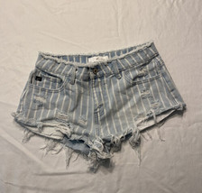 Kancan Jeans Shorts Womens Medium Light Wash Striped Distressed Denim Hi... - $7.85