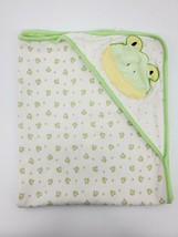 Bon Bebe Buddies Blanket White w Green Frogs Polka Dots Cotton Hooded B79 - £14.95 GBP