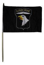 AES 12x18 12&quot;x18&quot; Wholesale Lot of 3 101st Airborne Black Stick Flag Wood Staff - £11.93 GBP