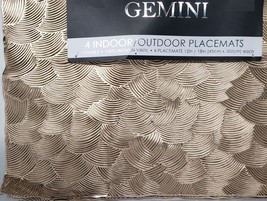 Set of 4 Same PVC Indoor/Outdoor Woven Vinyl Placemats(12x18&quot;)GOLD DESIGN,Gemini - £15.52 GBP