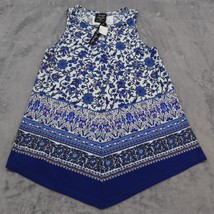 Knapp Studio Dress Women Medium Blue Handkerchief Casual Sleeveless Hi Lo Midi - £19.59 GBP