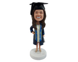 Custom Bobblehead Happy and excited freshly graduated girl with a nice graduatio - £71.31 GBP