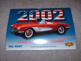 2002 Classic American Car Calendar Corvette Cover 20 Years Old - £7.38 GBP