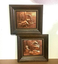 Vintage 2 brass scratch-board framed pictures - £7.87 GBP