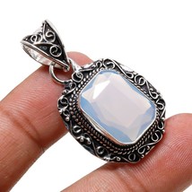 White Milky Opal Vintage Style Gemstone Handmade Pendant Jewelry 1.80" SA 2018 - $6.49