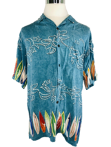 PINEAPPLE CONNECTION Men&#39;s Shirt Blue Surfboard Hawaiian Aloha Camp Shir... - £21.57 GBP