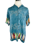 PINEAPPLE CONNECTION Men&#39;s Shirt Blue Surfboard Hawaiian Aloha Camp Shir... - £21.23 GBP