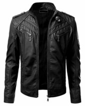 Mens Real Cowhide Black Jacket Quilted Panels Bikers Jacket BLUF Quilted... - $138.89