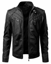 Mens Real Cowhide Black Jacket Quilted Panels Bikers Jacket BLUF Quilted... - £109.81 GBP