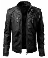 Mens Real Cowhide Black Jacket Quilted Panels Bikers Jacket BLUF Quilted... - £109.54 GBP