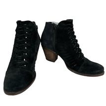 Free People Loveland Booties Boots 37 Black Suede 2.5&quot; Block Heels 6.5 - $50.00