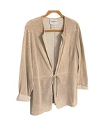 Pamela McCoy Tan Genuine Leather Perforated Jacket With Tie Front Womens M - $98.67 CAD