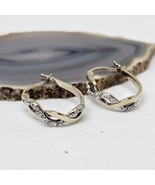 925 Sterling Silver - Cubic Zirconia Hoop Earrings Gold Plated Vermeil - $22.95