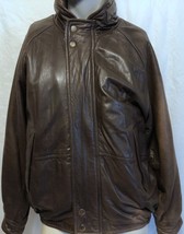 VTG Nautica Hooded Brown Leather Jacket Sz 42 Motorcycle Riding Aviation... - $148.49