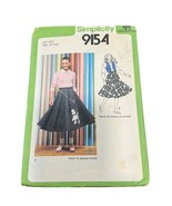 Simplicity 9154 Poodle Skirt Pattern 9/10 Young Junior Teen - $9.60