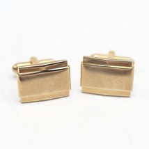 Vintage Gold Tone Rectangle Cuff Links Pair  - £11.73 GBP