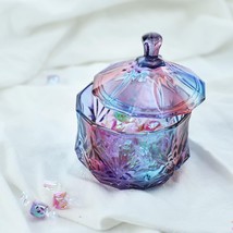 SOCOSY Royal Embossed Clear Glass Apothecary Jar With Lids 4&quot;L x 4&quot;W x 4... - $26.31 CAD