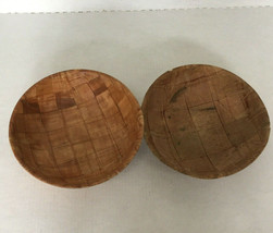 vintage woven wood large salad serving  mixing two  bowl lot fruit bowl ... - $19.75