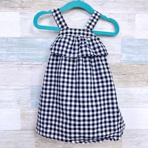 GAP Gingham Ruffled Cross Back Dress Blue Cotton Poplin Toddler Girl 18M... - £15.25 GBP