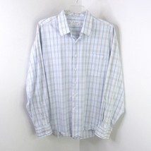 LDS Studio Men&#39;s XXL 18-18.5 Blue Cotton Collared Plaid Button-Up Dress Shirt - £5.59 GBP