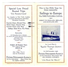 Peters Steamship Agency Brochure Sailings Europe Via Panama Canal 1928 - £29.97 GBP