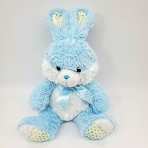Kellytoy Bunny Rabbit Easter Blue White Polka Dot 17&quot;  Plush Stuffed Toy B302 - £13.33 GBP