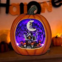 Halloween Light Up Pumpkin, Giant Resin Haunted House Decor With Witch A... - £22.19 GBP