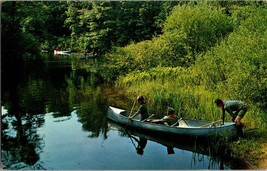 Canoeing at Owasippe Scout Reservation  Michigan Vintage Postcard (D13) - $5.63