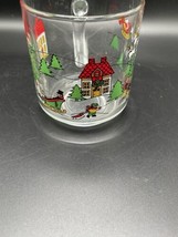 Vintage Luminarc The Joy Of Christmas Glass Coffee Mug Santa Sleigh 1980&#39;s - £12.38 GBP