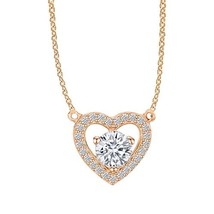 1 Carat Moissanite Love Heart Pendant Necklace in 18K Gold Plated Sterli... - £56.89 GBP