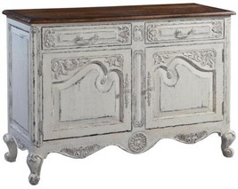 Server Sideboard French Country Carved Antiqued White Rustic Wood Small - £1,573.93 GBP