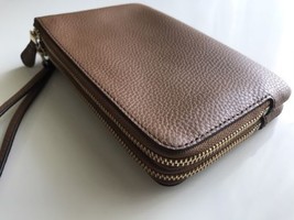 Coach Signature Double Corner Zip Leather Wallet Brown/saddle F87590 - £34.91 GBP