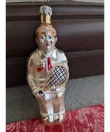  Christmas Ornament Handblown Tennis Player racquetball Made in Poland  - £15.61 GBP
