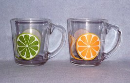 Libbey Orange and Lime Slices 2 Glass Mugs Cups Flare - £7.06 GBP