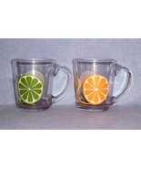 Libbey Orange and Lime Slices 2 Glass Mugs Cups Flare - £7.06 GBP