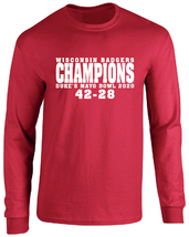 Wisconsin Badgers 2020 Duke&#39;s Mayo Bowl Champions Long Sleeve T-Shirt - $22.99