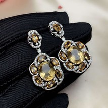 High-quality Brazil Citrine Gemstone Earrings Real S925 Pure Silver Fashion Fine - $118.22