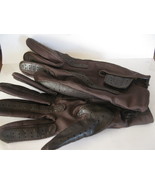 (BX-9) vintage Isotoner Gloves #1: Brown on Brown, size- Large - $11.50