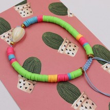 Bohemian Ethnic Style Bracelets Multicolor Polymer Clay Bracelet  Handmade Adjus - £7.99 GBP