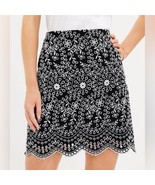 NEW Ann Taylor Loft Black Embroidered White Floral Scallop Edge Shift Sk... - $41.03 CAD