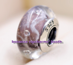 TOP 925 Sterling Silver Handmade Glass Bead Shiny Brown Murano Glass Charm  - £4.32 GBP