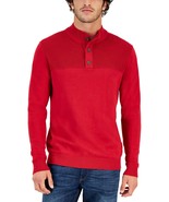 Club Room Men&#39;s Button Mock Neck Sweater Anthem Red-Medium - $374.21 MXN