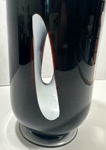 Hand Blown Art Glass Vase 11&quot; Window Pane Deep Amethyst Murano Style - £53.50 GBP