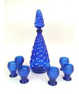 Empoli Cobalt Blue 15&quot; Bubble Glass/Grapes Decanter, 6 Cups Italian Geni... - £155.94 GBP