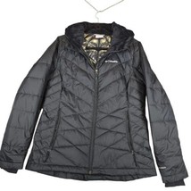 Columbia Womens Large Black Omni Heat Full Zip Puffer Jacket Hood Silver Lining - £26.14 GBP