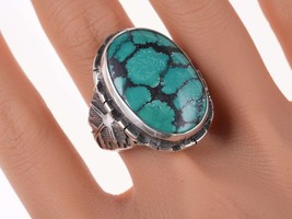 Sz10.5 Sterling and Webbed Nevada Variscite ring - £225.91 GBP