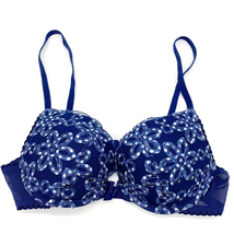 Aerie Womens 34B Lined Demi Bra Floral Embroidered Navy Padded Push Up F... - £14.62 GBP