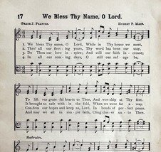 1894 Sheet Music We Bless Thy Name O Lord Religious Victorian Hymns 7.75... - $19.99
